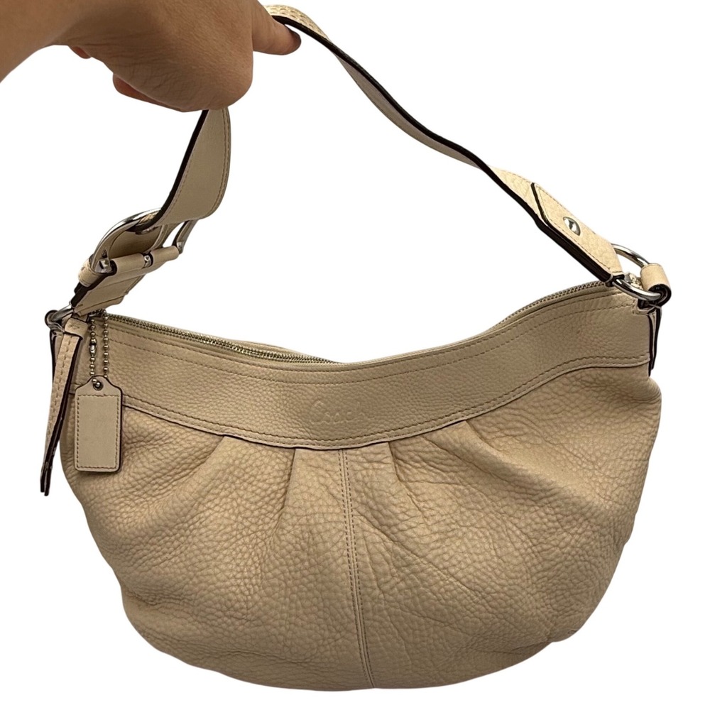 Vintage Y2K Coach Pebbled Leather Soho Hobo Shoulder Bag Ivory Cream Slouchy - Picture 2 of 10